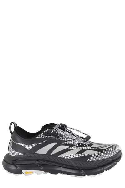 Hoka Mafate Speed 4 Lite Black Low Top Sneakers With Mesh Panels In Tech Fabric Unisex In Black