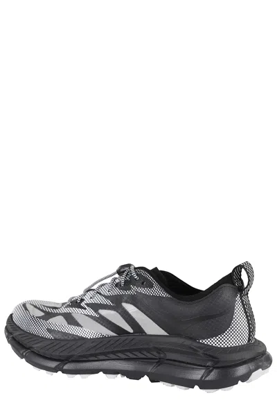 Hoka Mafate Speed 4 Lite Black Low Top Sneakers With Mesh Panels In Tech Fabric Unisex In Black
