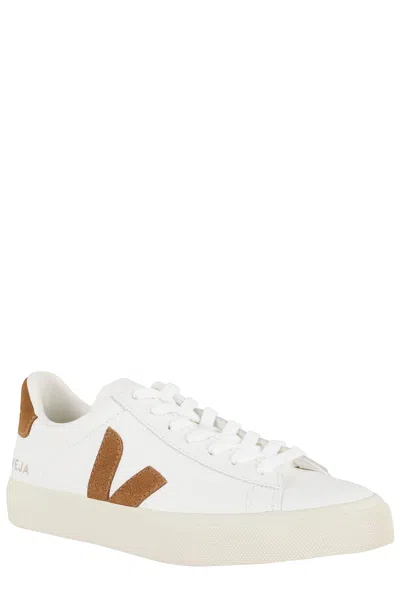 Veja Low-top Sneaker With Brown Suede Accents In White