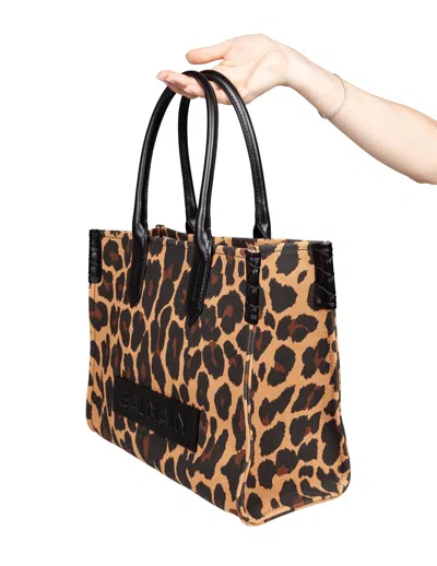 Balmain B-army Shopper Shoulder Bag In Leopard-print Canvas In Multi