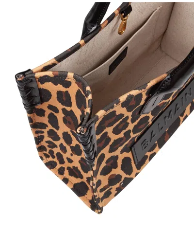Balmain B-army Shopper Shoulder Bag In Leopard-print Canvas In Multi