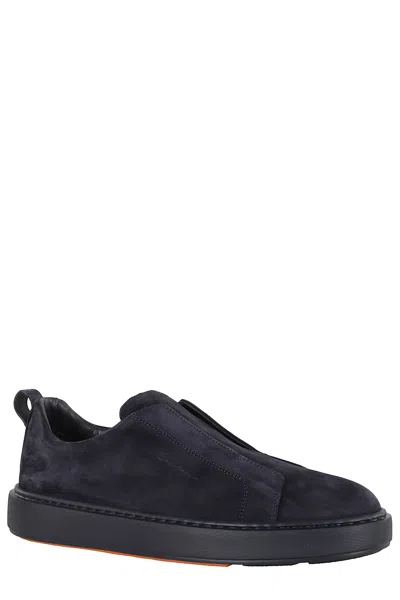 Santoni Suede Sneakers In Blue