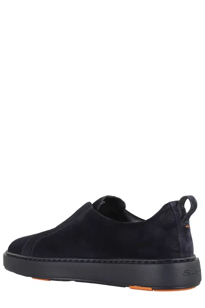 Santoni Suede Sneakers In Blue