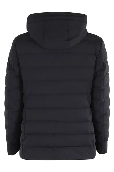 Moorer Quilted Casual Jacket With Goose Down And Flannel Details In Black