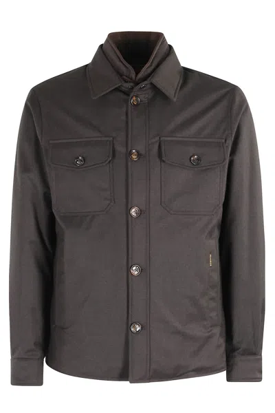 Moorer Brown Duino Down Jacket With Buttons Closure In Brown