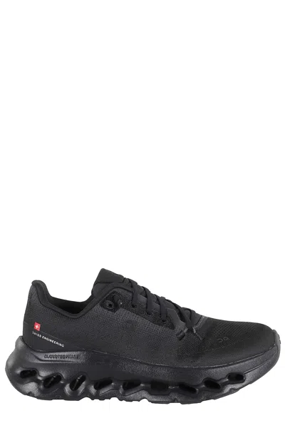 On Low Top Sneakers With Mesh Upper And Rubber Outsole In Black