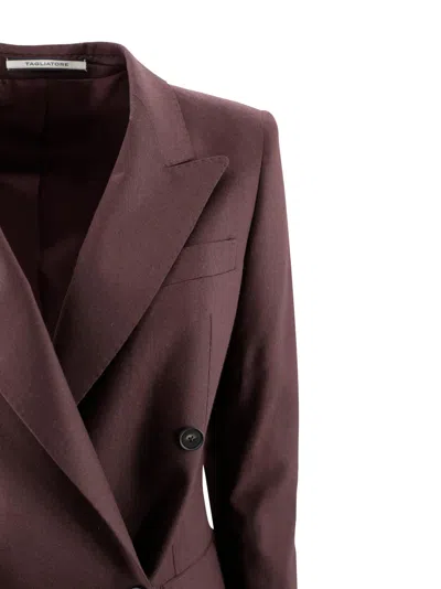 Tagliatore Tailored Jacket With Back Vent And Flap Pockets In Burgundy