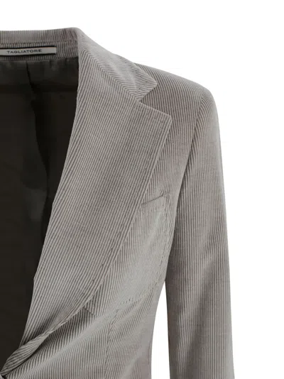 Tagliatore Tailored Blazer With Notch Lapel And Front Pockets In Gray