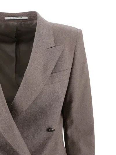 Tagliatore Tailored Jacket With Back Vent And Flap Pockets In Brown