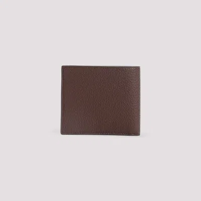 Prada Logo Bi-fold Leather Wallet In Brown