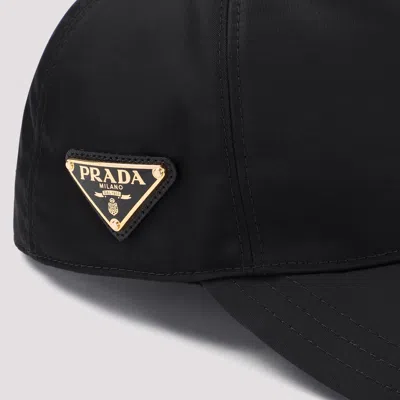 Prada Nylon Baseball Cap 6-panel Construction In Black