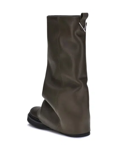 Attico Robin Combat Thigh-high Boots In Gray
