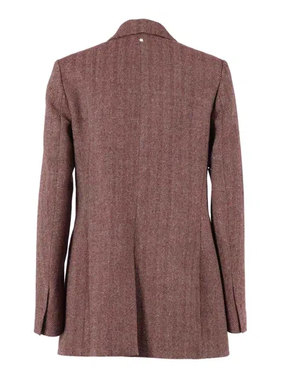 Lorena Antoniazzi Double-breasted Herringbone Jacket With Tailored Fit In Brown