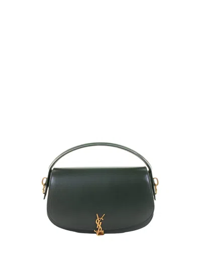 Saint Laurent Voltaire In Box Curved-handle Leather Shoulder Bag In Green
