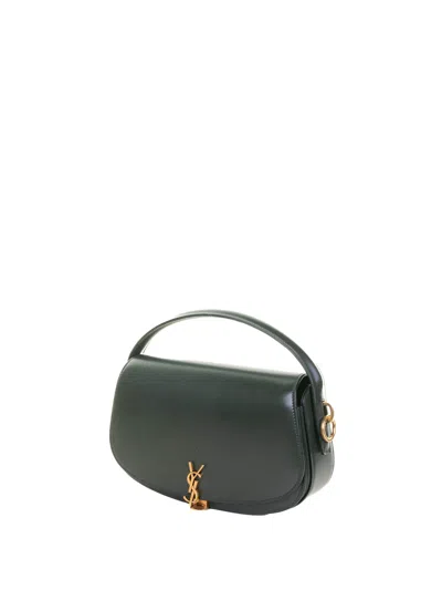 Saint Laurent Voltaire In Box Curved-handle Leather Shoulder Bag In Green