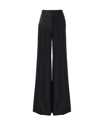 Chloé Women Black Pants With High Waist And Wide Leg In Viscose Blend Stretch Woman