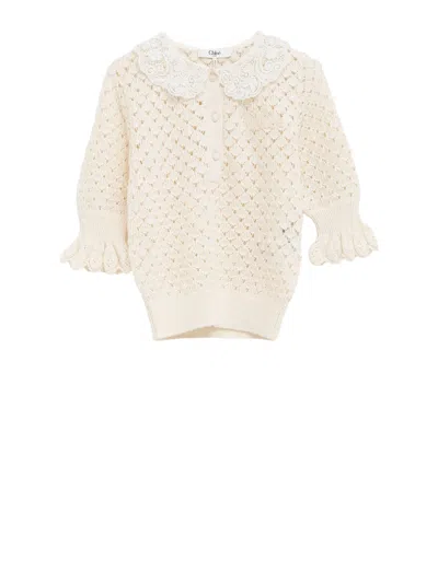 Chloé Chloe' Women Cotton, Alpaca And Silk Top In White