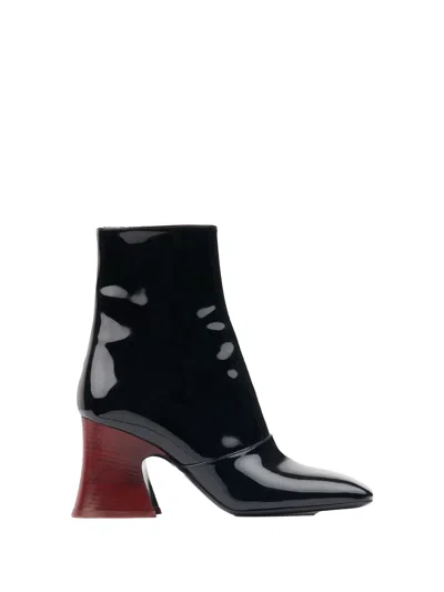 Chloé Chloè Janis Ankle Boots With Glossy Leather Heel In Black