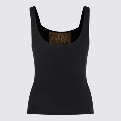 Roberto Cavalli Sleeveless Animal Print Top With Studded Detail In Black