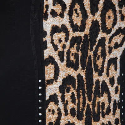 Roberto Cavalli Sleeveless Animal Print Top With Studded Detail In Black