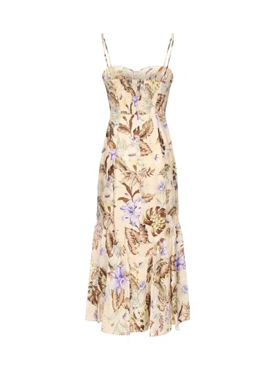 Zimmermann Coco Tie Front Midi Dress In Multi