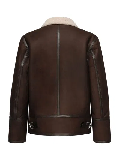 Dondup Shearling-collared Jacket In Brown