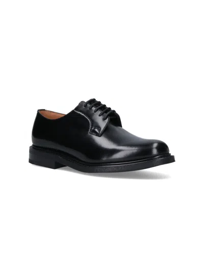 Church's Polished Black Leather Derby Shoes With Rounded Toe