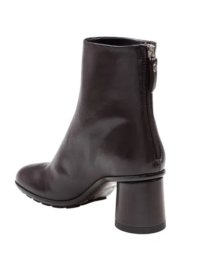 Agl Attilio Giusti Leombruni Softy Curvy Leather Ankle Boots In Dark Brown In Brown
