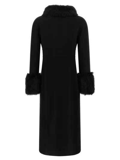 Valentino Garavani Double-breasted Virgin Wool And Cashmere Coat With Shearling Inserts In Black