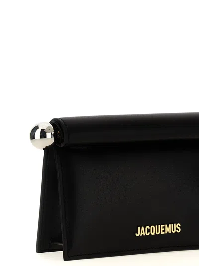 Jacquemus La Pochette Rond Carre Leather Clutch In Black