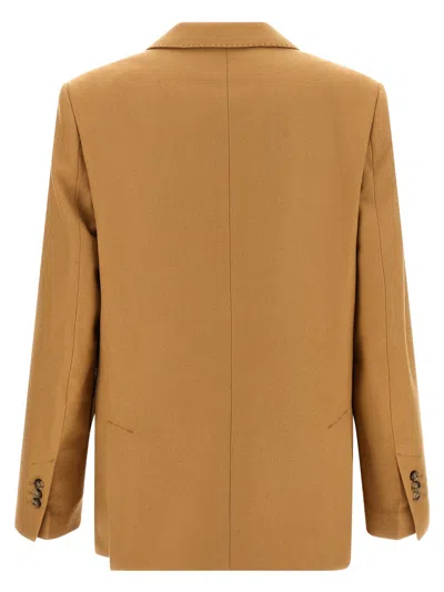 Ami Alexandre Mattiussi Ami Single-breasted Wool Blazer With Structured Shoulders In Brown