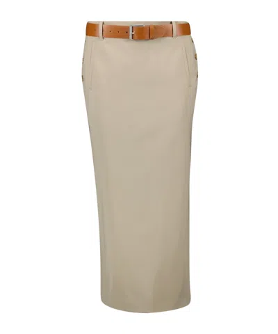 Moschino Jupe With Beige Wool Skirt In Neutral