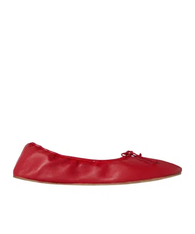 The Row Nappa Leather Round Ballet Flats In Red