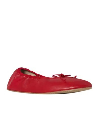 The Row Nappa Leather Round Ballet Flats In Red