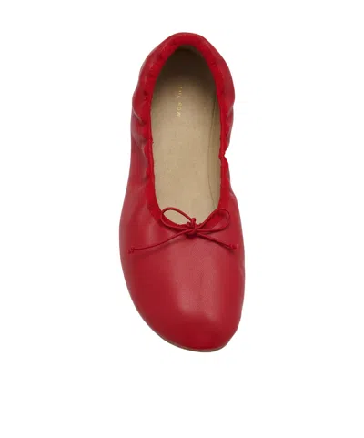 The Row Nappa Leather Round Ballet Flats In Red