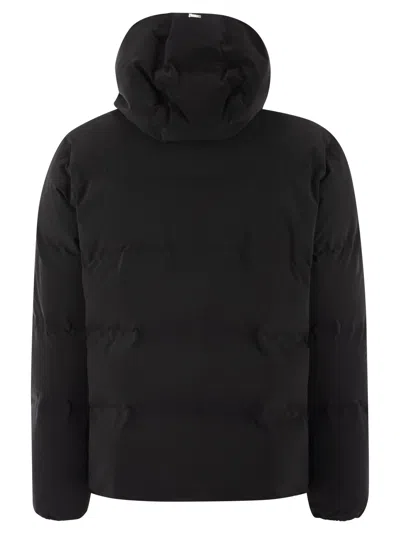 Herno High-collar Hooded Down Jacket With Logo Detail In Multi