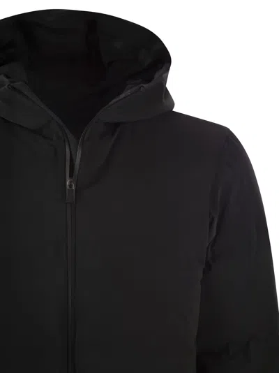 Herno High-collar Hooded Down Jacket With Logo Detail In Multi