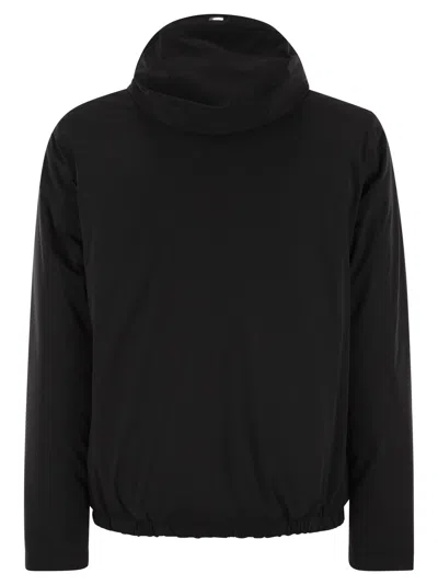 Herno Hooded Jacket With Adjustable Drawstrings And Snap-button Pockets In Black