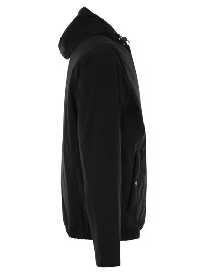 Herno Hooded Jacket With Adjustable Drawstrings And Snap-button Pockets In Black