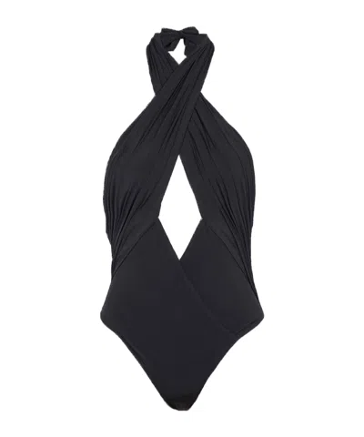 Balmain Plain One-piece Swimsuit In Black