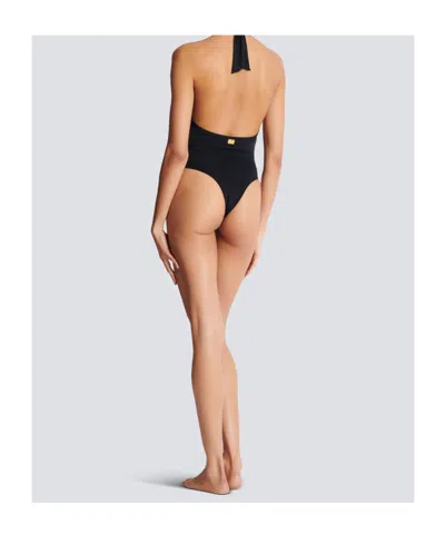 Balmain Plain One-piece Swimsuit In Black