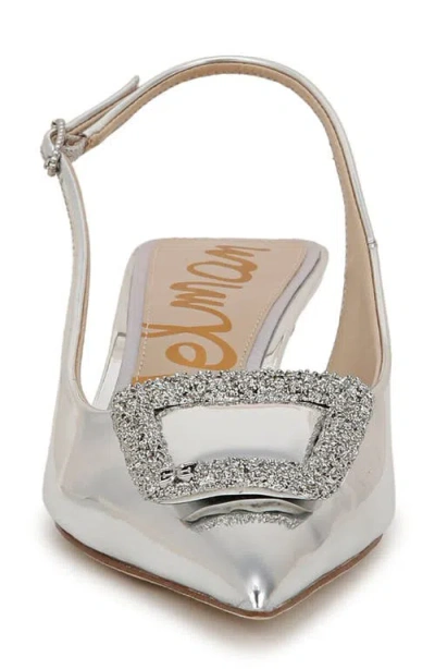 Sam Edelman Kammie Slingback Pointed Toe Kitten Heel Pump In Silver