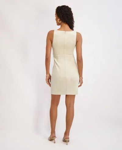 Siena Women's Stretch-faux-suede V-neck Sheath Dress In White