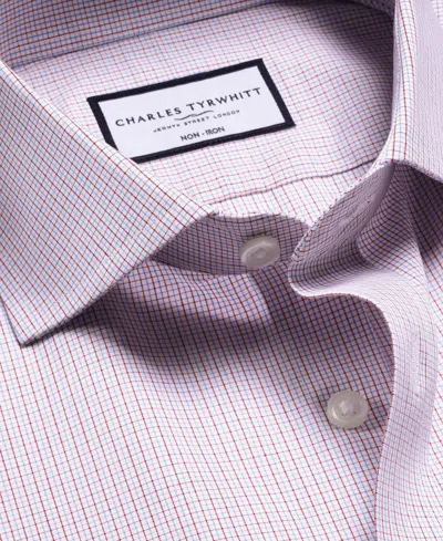Charles Tyrwhitt Men's Non-iron Check Dress Shirt In White