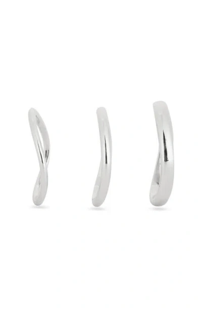 Nordstrom Rack Demi-fine Set Of 3 Wavy Band Rings In Metallic