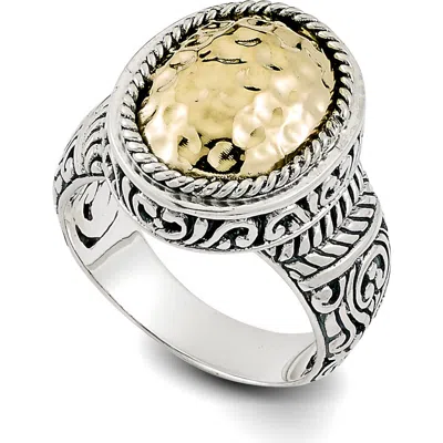 Samuel B. Hammered Oval Ring In Metallic