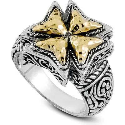 Samuel B. Hammered Cross Ring In Metallic