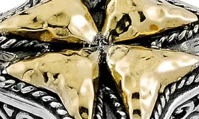 Samuel B. Hammered Cross Ring In Metallic