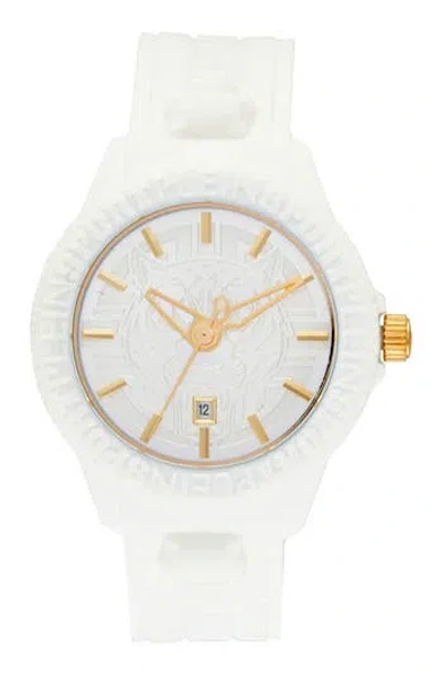 Plein Sport Fearless Silicone Strap Watch, 43mm In White