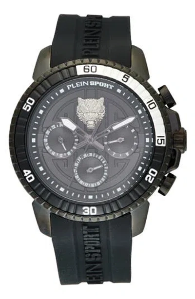 Plein Sport Powerlift Silicone Strap Chronograph Watch, 45mm In Black